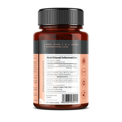 Double Strength Chewable Vitamin C 1000 mg  x 120 tablets