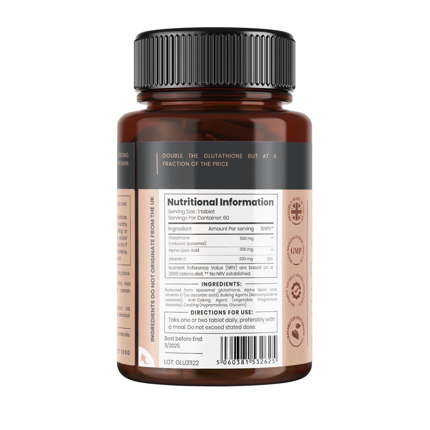 Glutathione + ALA + Vitamin C (60 Tablet Pack)